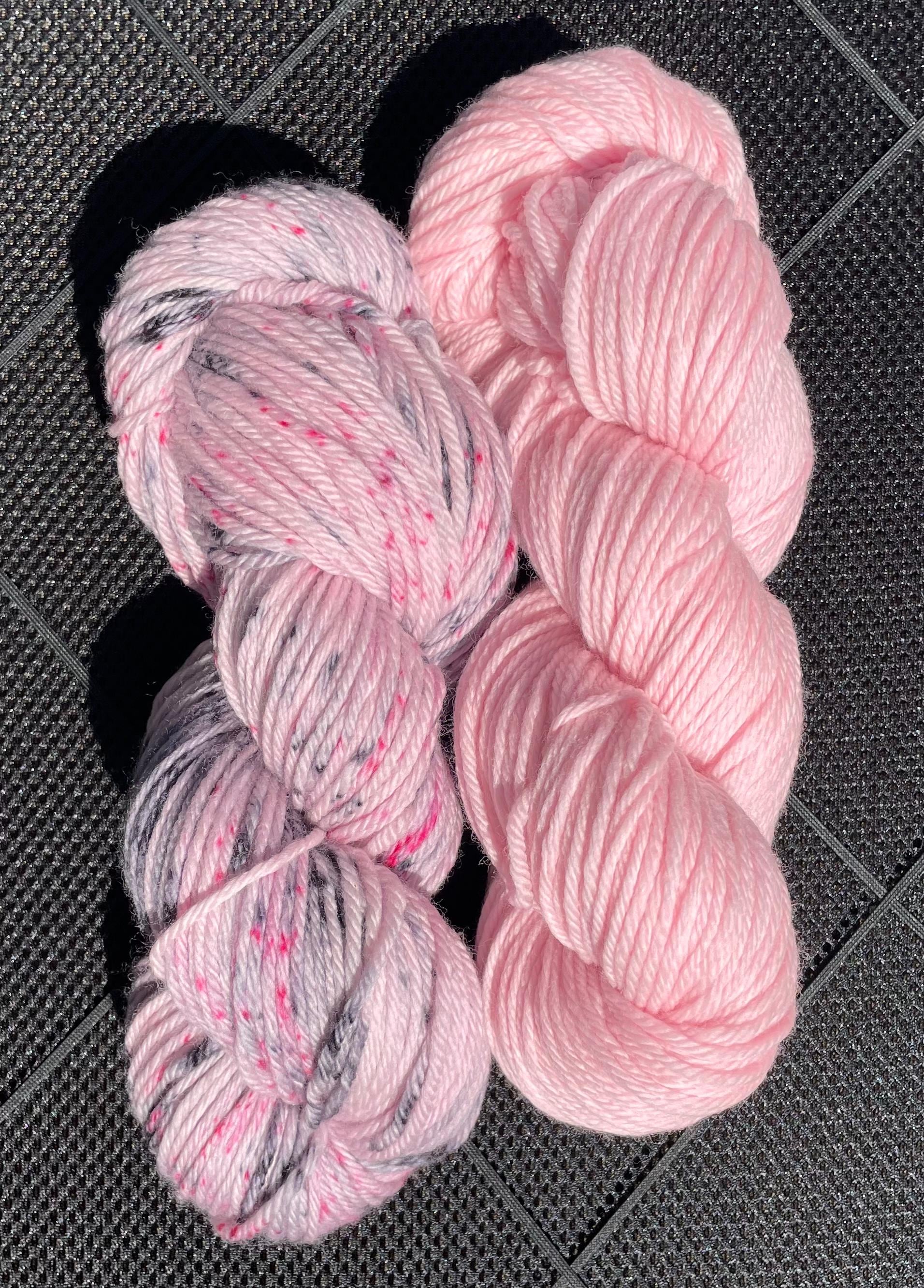 Dragon Fruit -  Hand Dyed 100% Superwash Merino Wool, Pink with Black and Fuchsia Speckles