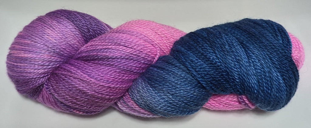 Electric Twilight Hand-Dyed Merino Silk Cashmere Yarn: Hot Pink, Purple, Indigo
