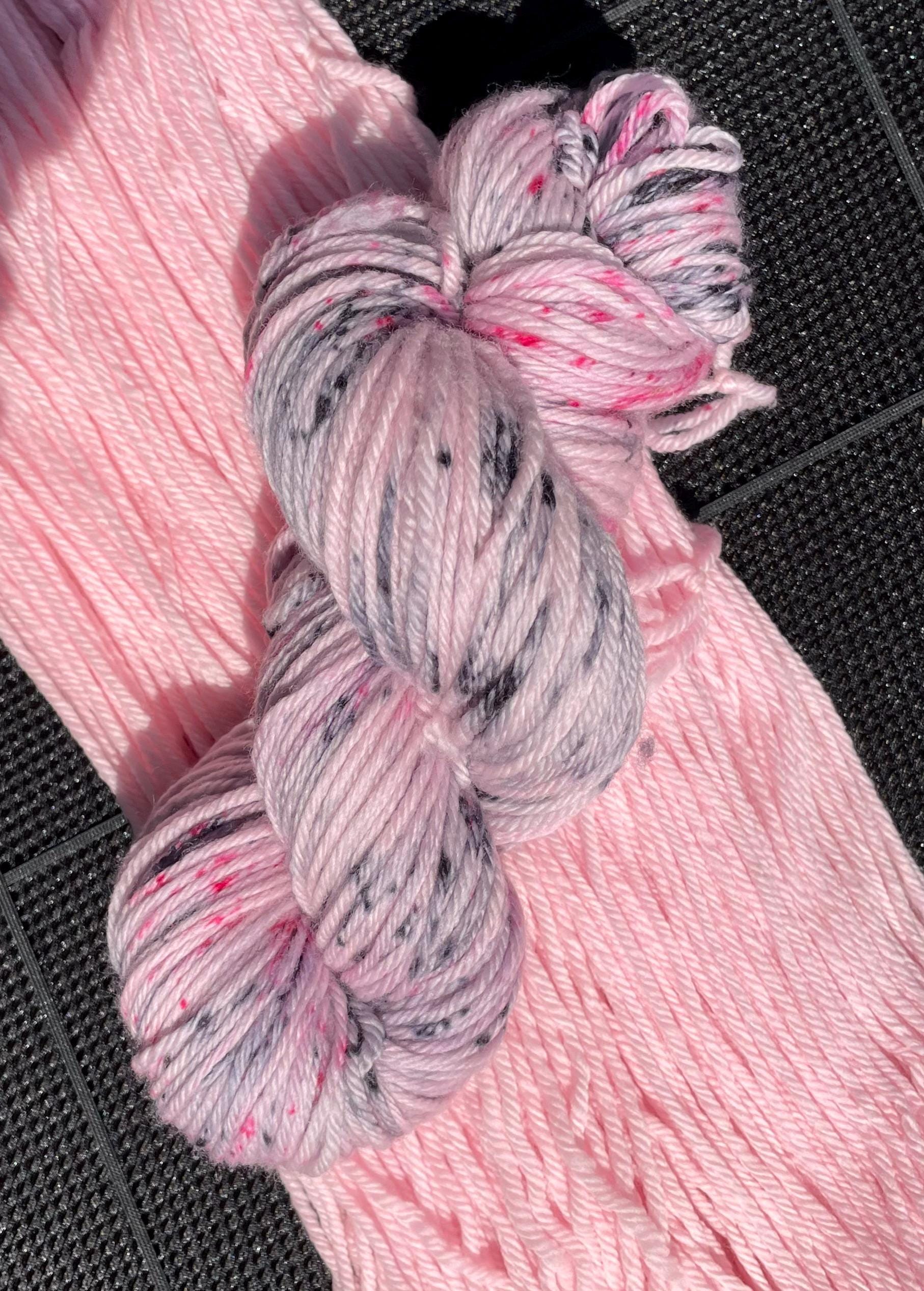 Dragon Fruit -  Hand Dyed 100% Superwash Merino Wool, Pink with Black and Fuchsia Speckles